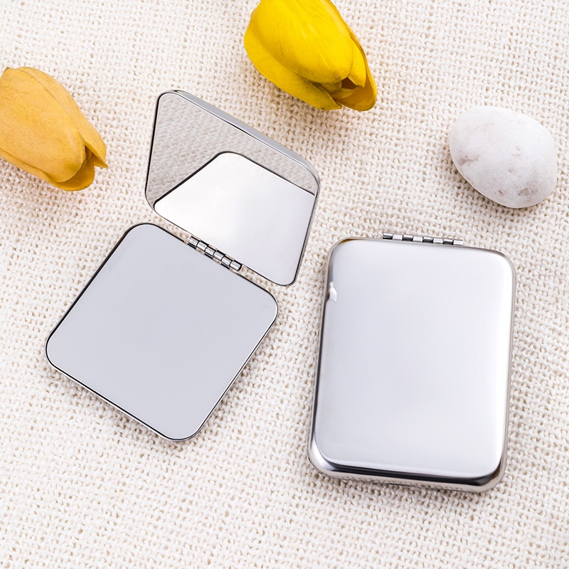 Gương Trang Điểm Mini Hai Mặt Bằng Thép Không Gỉ Có Thể Gấp Gọn Tiện Dụng