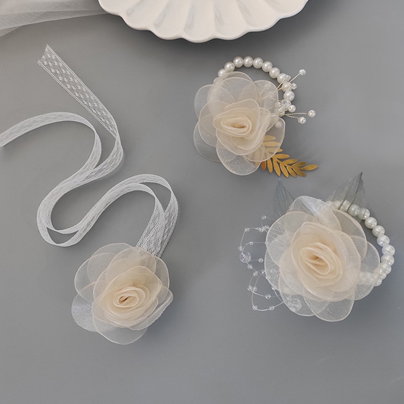 Vòng Hoa Đeo Tay Cô Dâu Đính Ngọc Trai Sang Trọng