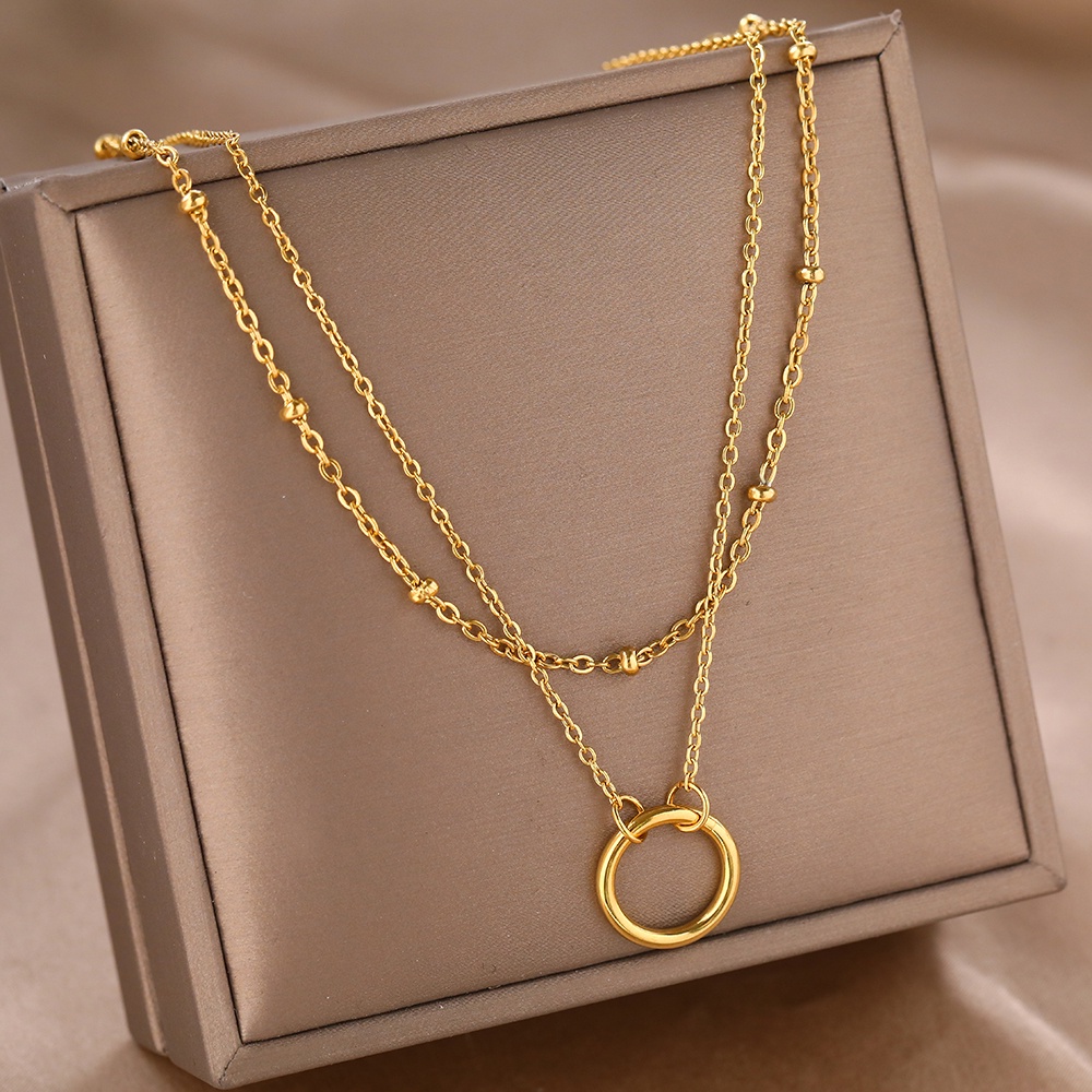 Vòng cổ Choker Bằng Thép Không Gỉ Mặt Tròn Sang Trọng Cho Nữ