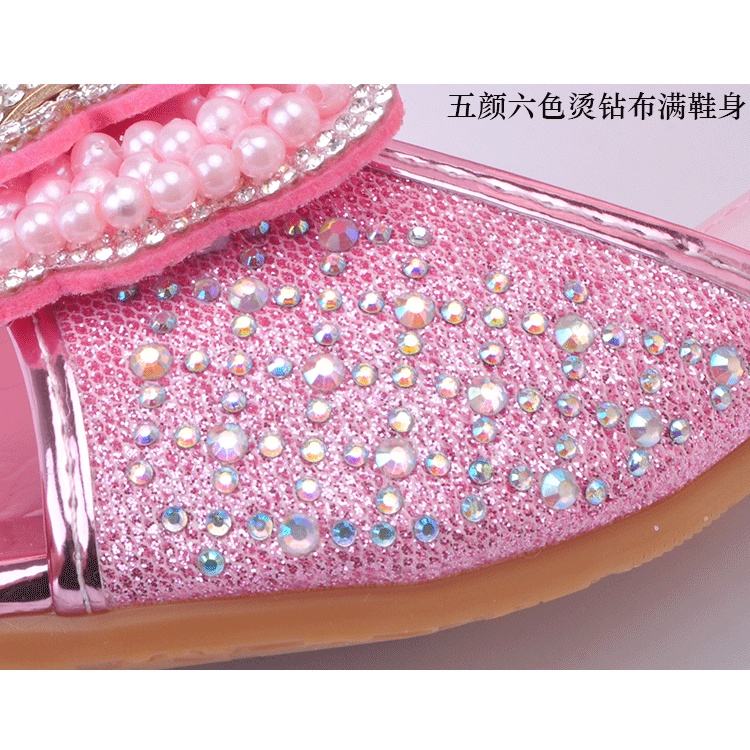 Xăng đan Cao Gót Mùa Hè Đính Nơ Lớn Màu Hồng Phong Cách Công Chúa Mới Cho Bé Gái Biểu Diễn Trình Diễn