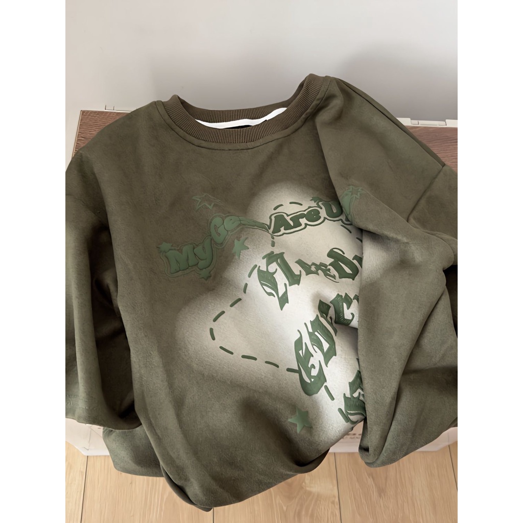 【luckin men's】bigsize t shirt，áo thun unisex，áo đôi nam nữ，áo phông，áo thun cổ tròn，Áo Thun Tay Ngắn Cổ Tròn Dáng Rộng Bằng Xốp Da Lộn Nặng 260g Cho Cặp Đôi，xanh，áo local brand，cổ điển，