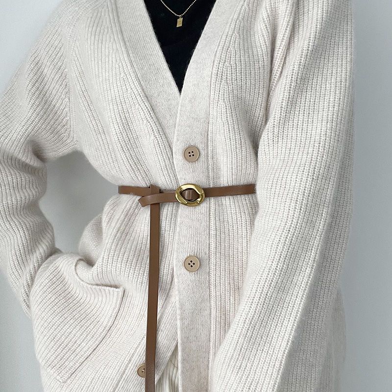 Thắt Lưng Mỏng Phối Dây Xích Phong Cách Cổ Điển Thời Trang Cho Nữ