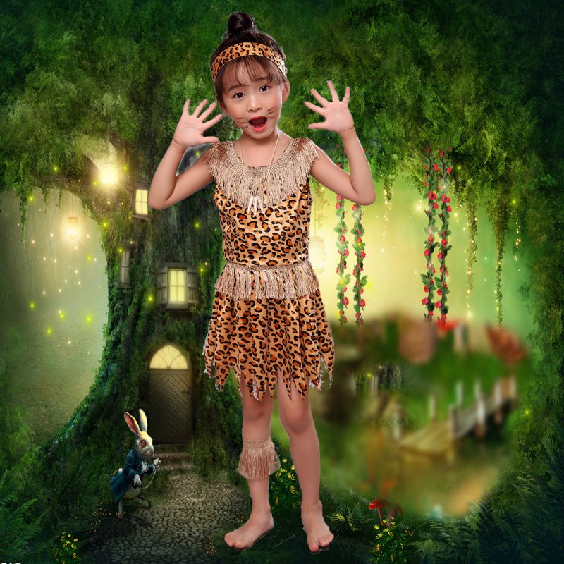 Bộ Đồ Hóa Trang Thổ Dân Châu Phi Dành Cho Bé Gái