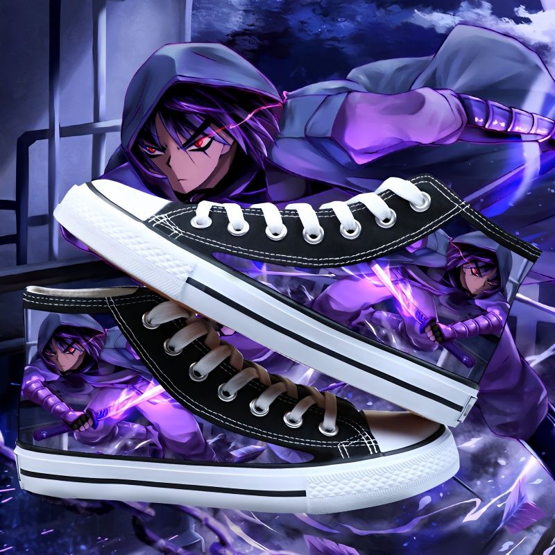 Giày vải cao cổ anime 35-43 giày học sinh nam phong cách Hàn Quốc giày thể thao giày vẽ tay thường ngày cho bé trai