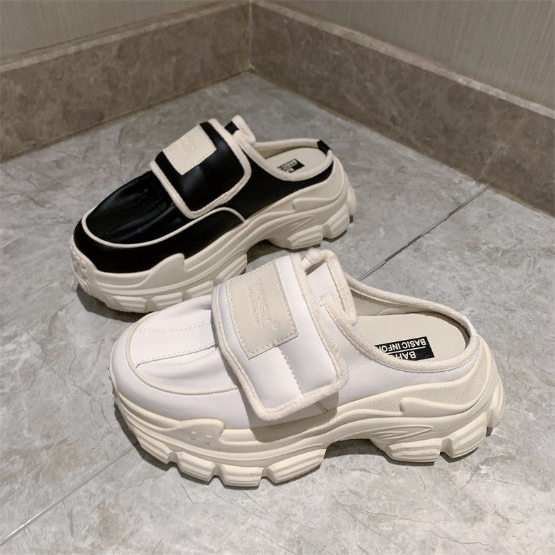 Giày chunky độn cao gầy đế dày Velcro mẫu mới 35-40 năm 2023 dép sục thường ngày sành điệu instagram