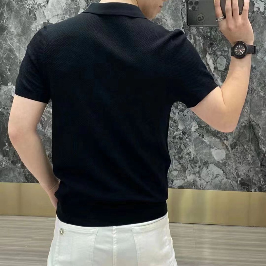 Áo polo Tay Ngắn In Họa Tiết Quả Dứa Thời Trang Mùa Hè Phong Cách Châu Âu Sang Trọng Cho Nam