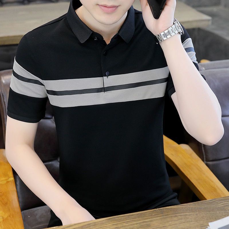 Áo Thun Polo Ngắn Tay Phối Màu Thời Trang Mới Phong Cách Hàn Quốc Cho Nam