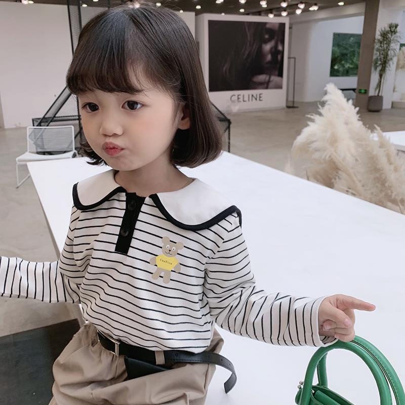 Áo Thun Tay Dài In Họa Tiết Hoạt Hình Phong Cách Hàn Quốc Thời Trang Xuân Thu Cho Bé Gái