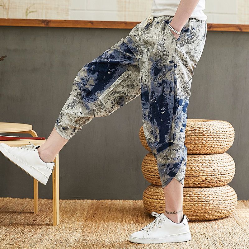 M-5XL 2023 quần ngắn nam mới quần ngắn cotton lanh rộng rãi trào lưu size lớn/Quần Short Harem Cotton Lanh Dáng Rộng Phong Cách Mới Cho Nam Size Lớn M-5xl 2023 M-5xl 2023