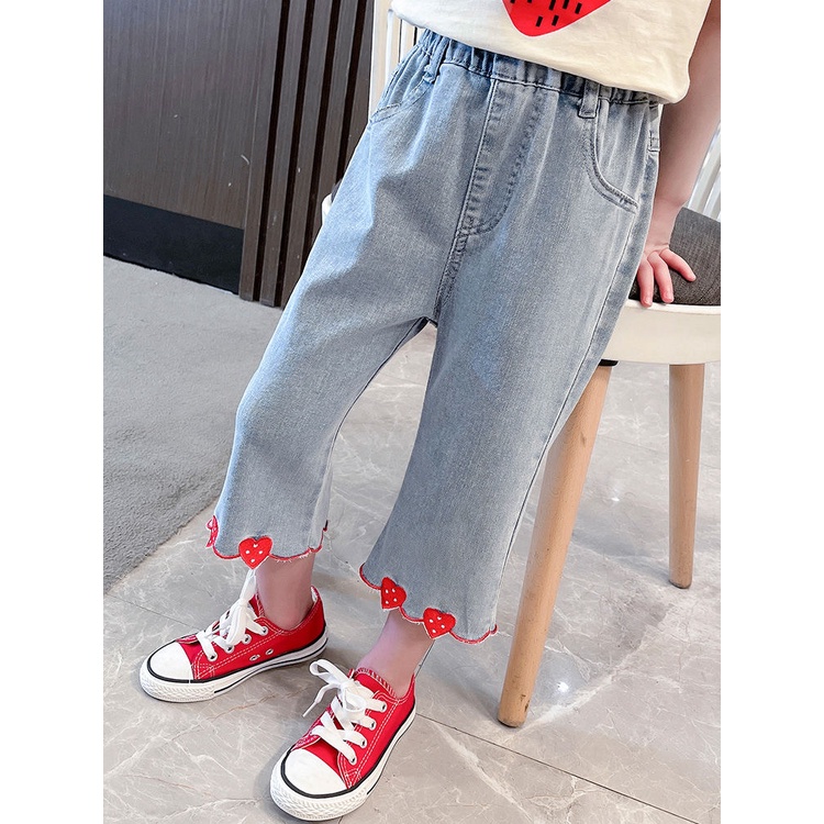 Quần Jean Mỏng Thời Trang Mùa Hè Phong Cách Mới Cho Bé Gái