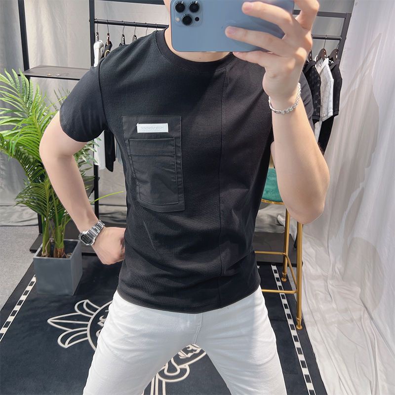 Hàng Có Sẵn! Hàng Có Sẵn!Áo nam Tay Ngắn Màu Trơn Đơn Giản Phong Cách Châu Âu Thời Trang Mùa Hè Mới 2023
