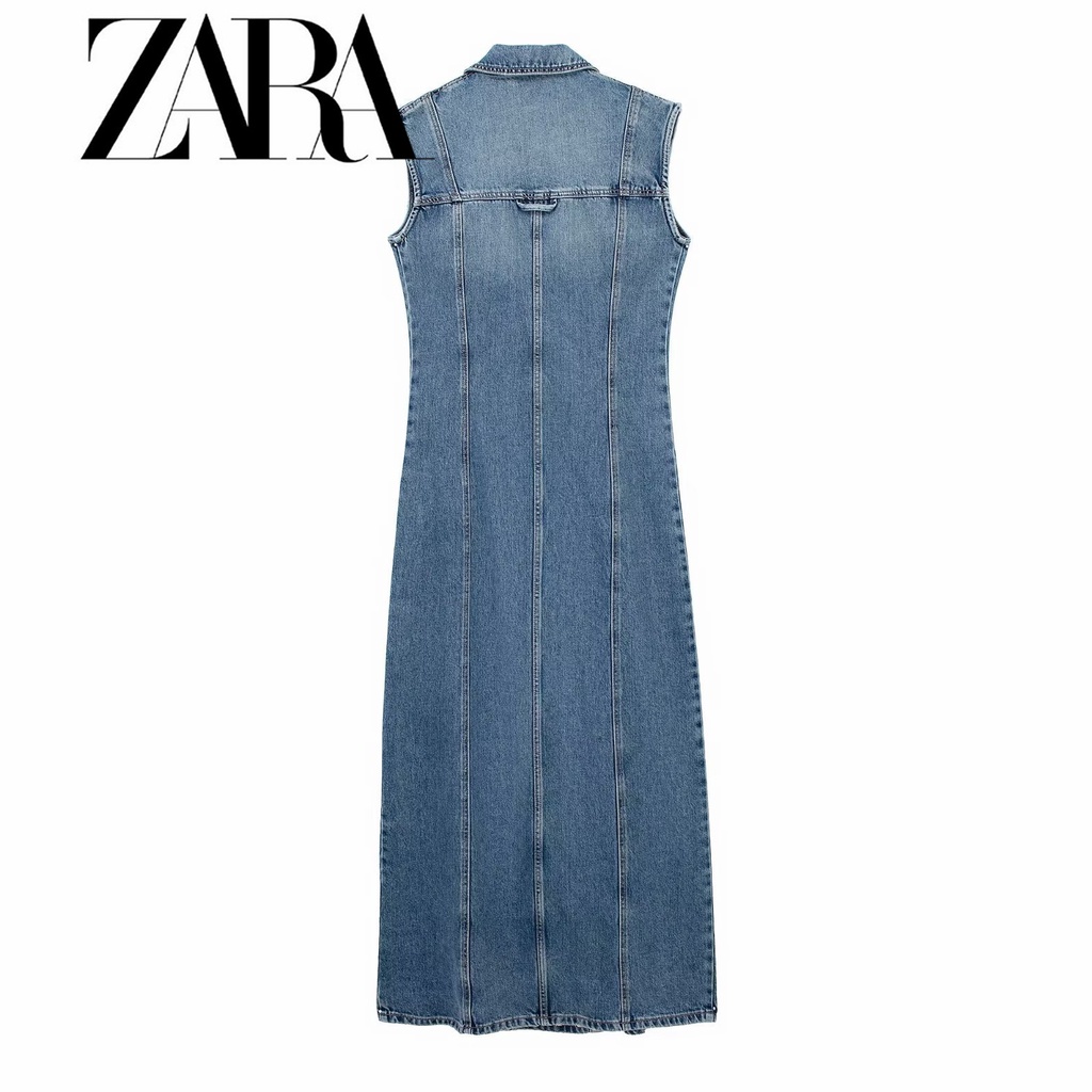 Đầm Denim Không Tay Phối Túi Thiết Kế Mỏng Cao Cấp Thời Trang Dành Cho Nữ