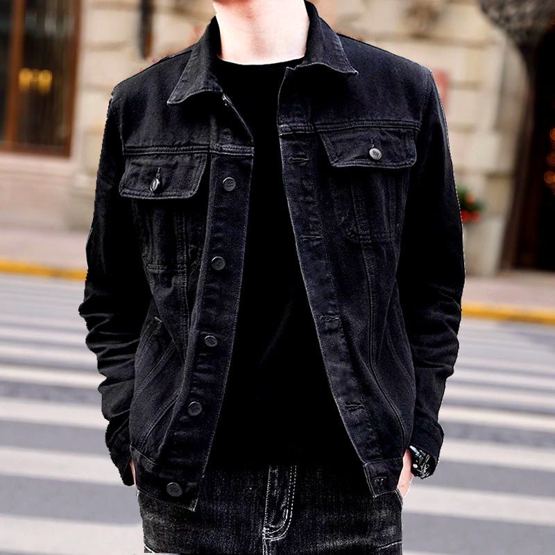 Áo Khoác Denim Dáng Rộng Phong Cách Hàn Quốc Thời Trang Xuân Thu Cho Nam