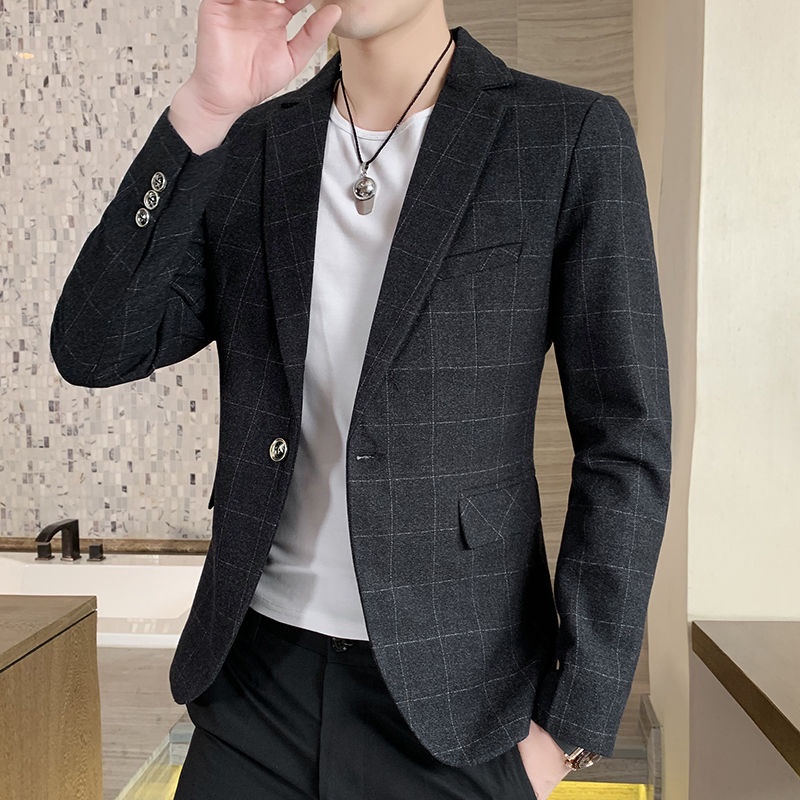 Áo Khoác Vest Kẻ Sọc Caro Trẻ Trung Thời Trang Xuân Thu Phong Cách Hàn Quốc 2023 Cho Nam