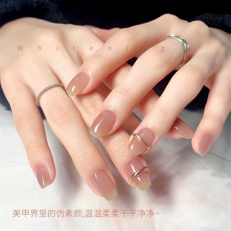 Keo Dán Móng Tay Trong Suốt Màu Nude / Hồng Phong Cách Nhật Bản 2023