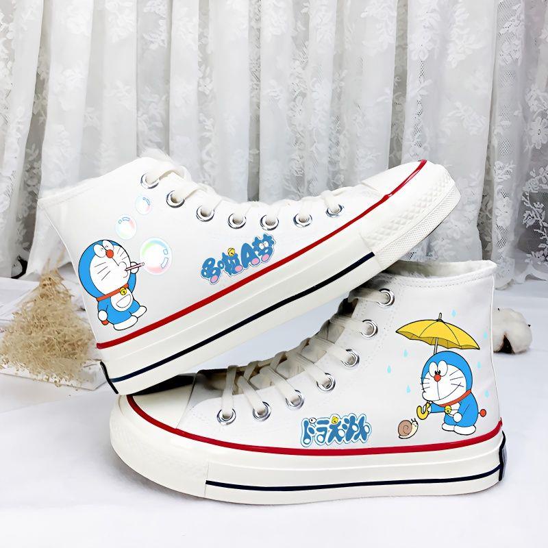 Giày Vải Canvas Cổ Cao Hình Mèo / Vịt / Doraemon Thời Trang Xuân Thu 202 Cho Học Sinh