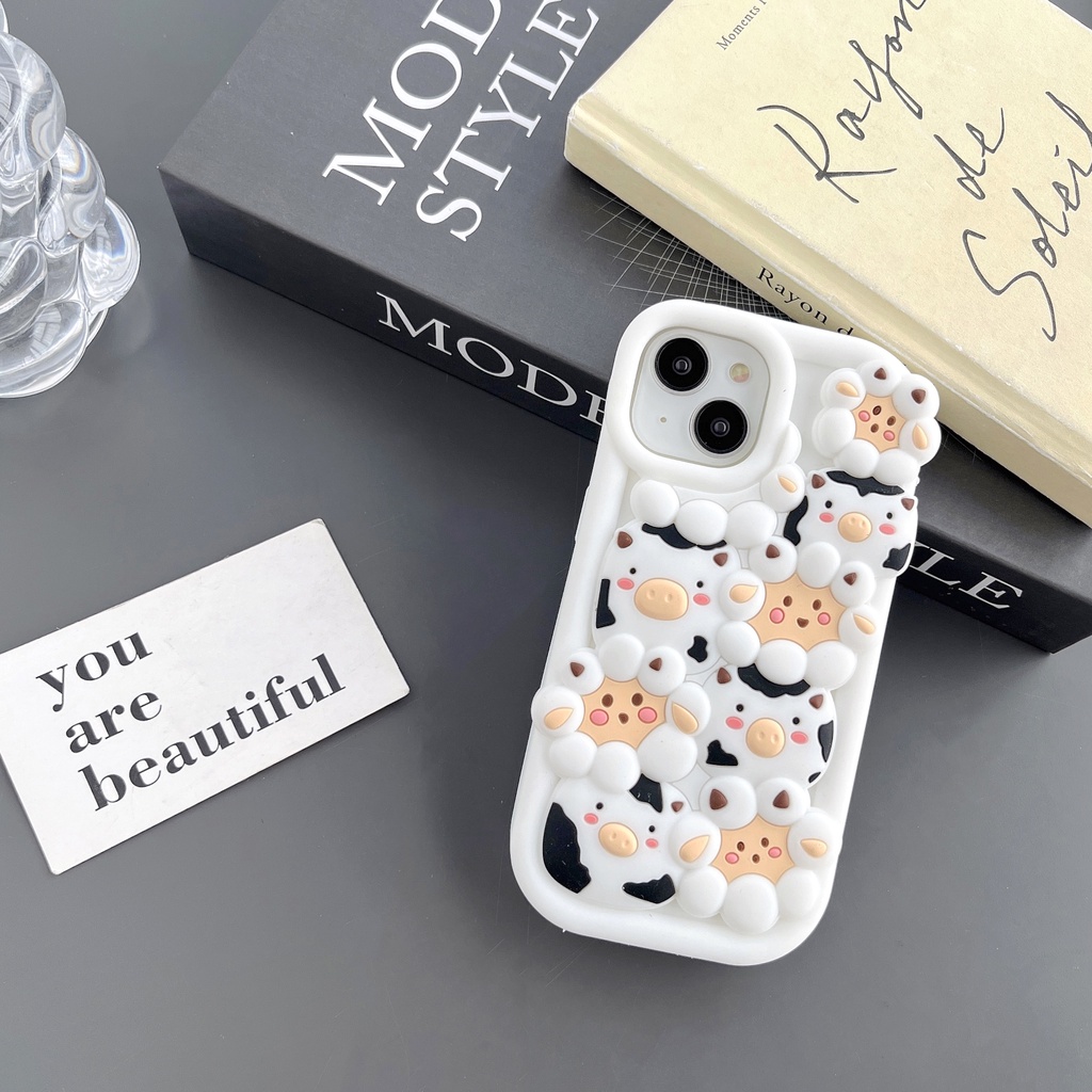Ốp Điện Thoại TPU Silicon Mềm Chống Sốc In Hình Chú Cừu 3D Bảo Vệ Ống Kính Máy Ảnh Cho iPhone 14 13 12 11 Pro Max