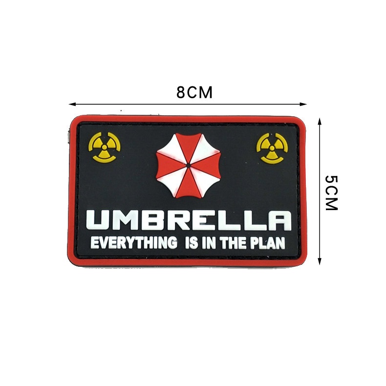 Huy Hiệu Dán 3D Bằng Cao Su PVC In Chữ Umbrella Corporation Morale