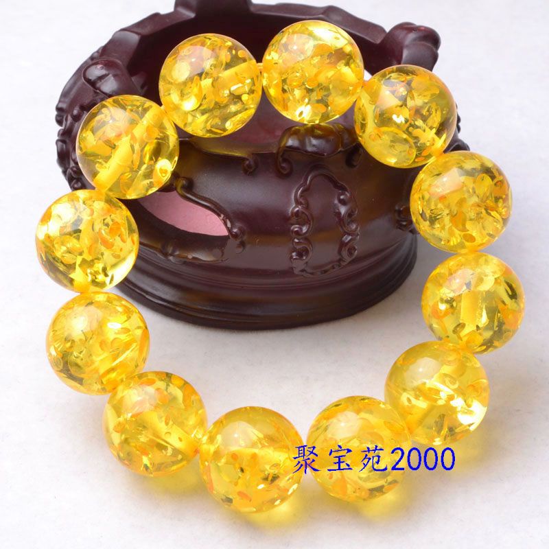 Vòng Tay Chuỗi Hạt Đá Hổ Phách Tự Nhiên 3.24 Màu Vàng / Hổ Phách Dành Cho Nam Nữ