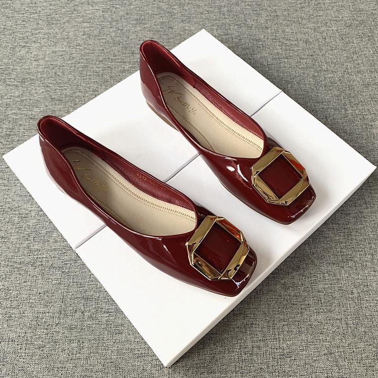 Giày Búp Bê Da Bóng Mũi Vuông Đế Mềm Size Lớn 44 Thời Trang Xuân Thu 2023 Cho Nữ