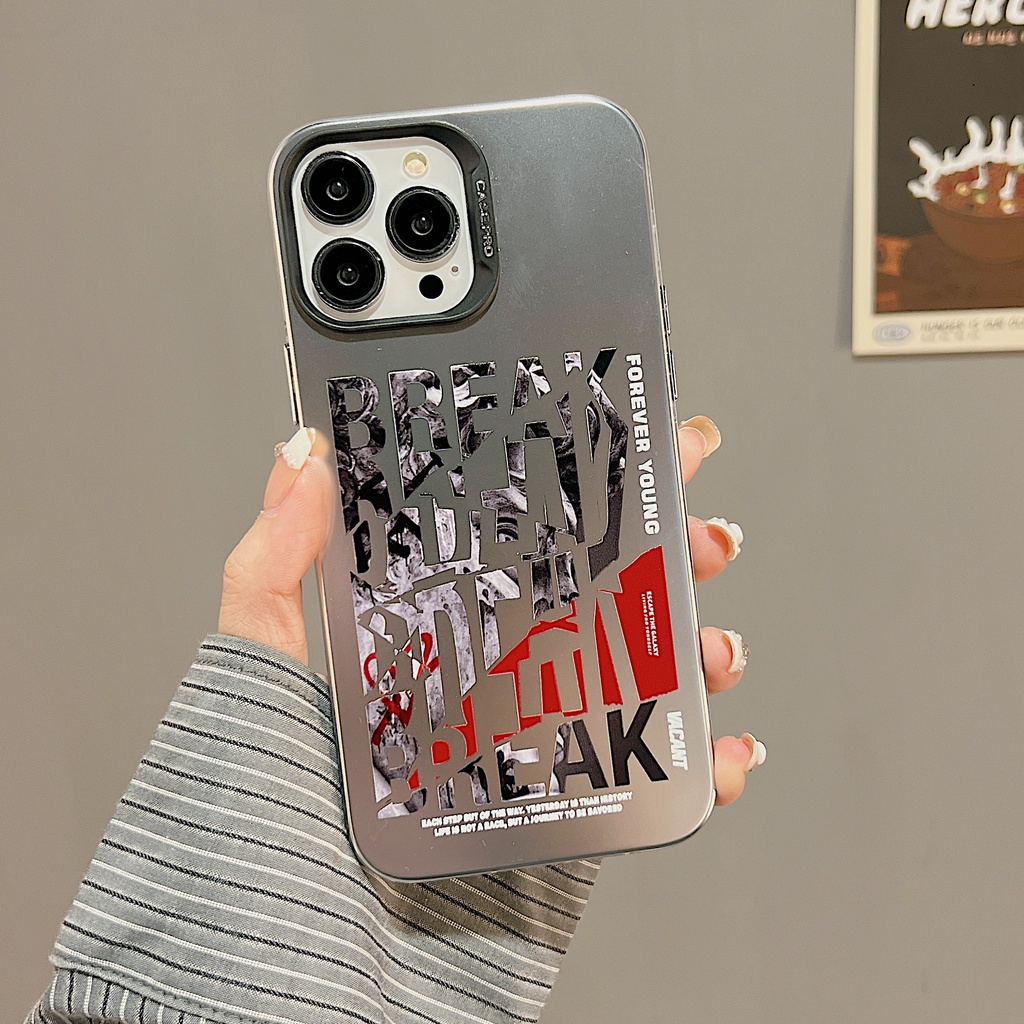 Ốp Điện Thoại TPU Dẻo Viền Mạ Màu Bạc In Chữ Đơn Giản Thời Trang Cho iphone 13 14 12 11 pro max