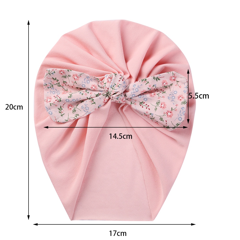 Mũ Trùm Đầu Chất Liệu Cotton Mềm Mại Đính Nơ Họa Tiết Hoa Xinh Xắn Cho Bé