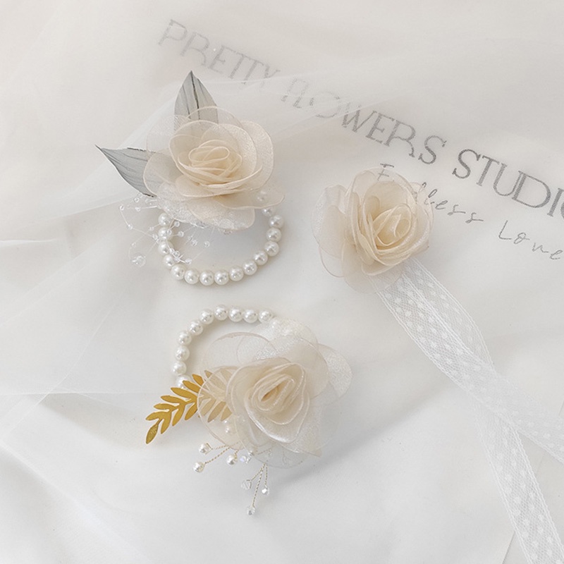 Vòng Hoa Đeo Tay Cô Dâu Đính Ngọc Trai Sang Trọng