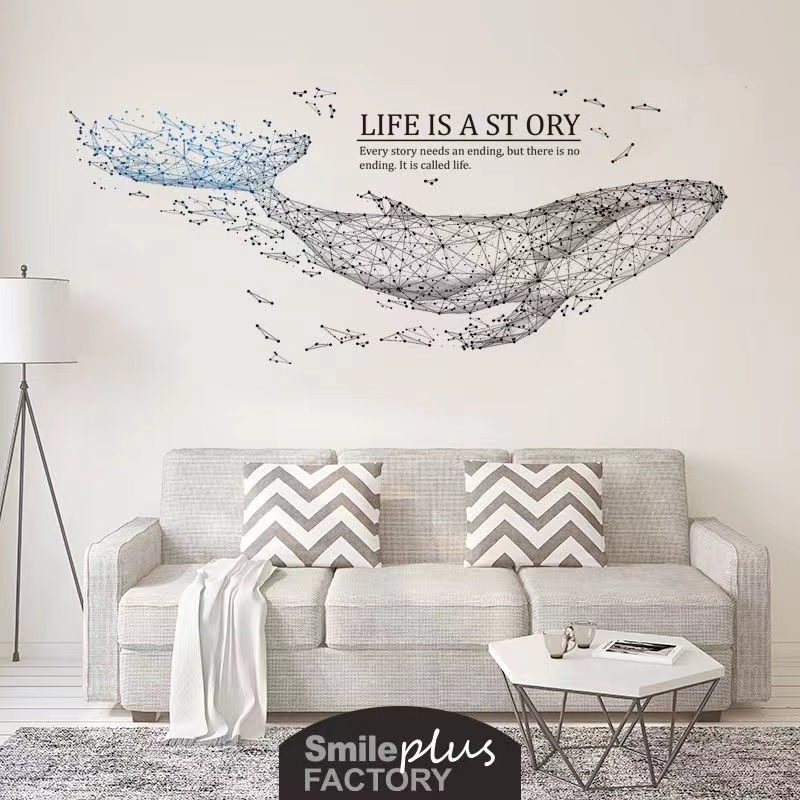 GUANHUA Sticker Cá Voi  Dán Tường Trang Trí Phòng Khách / Phòng Ngủ