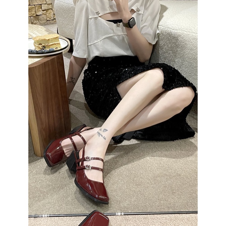 Giày Sandal Cao Gót Mũi Vuông Thời Trang Dành Cho Nữ