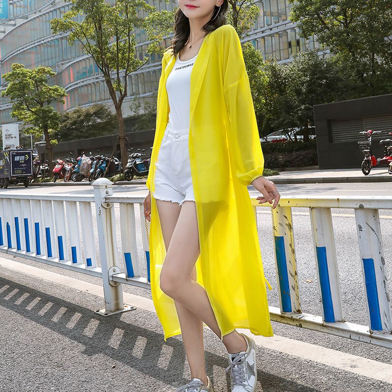 Áo Khoác Voan Cardigan Tay Dài Có Mũ Trùm Chống Nắng Thời Trang Mùa Hè Cho Nữ