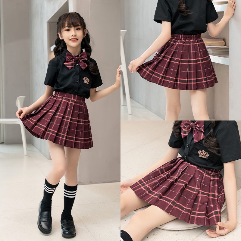 ~ 2023 Bộ Áo Váy Xếp Ly Hai Mảnh Phong Cách Thời Trang Mới Hợp Thời Trang JK Dễ Phối Đồ Dành Cho Bé Gái