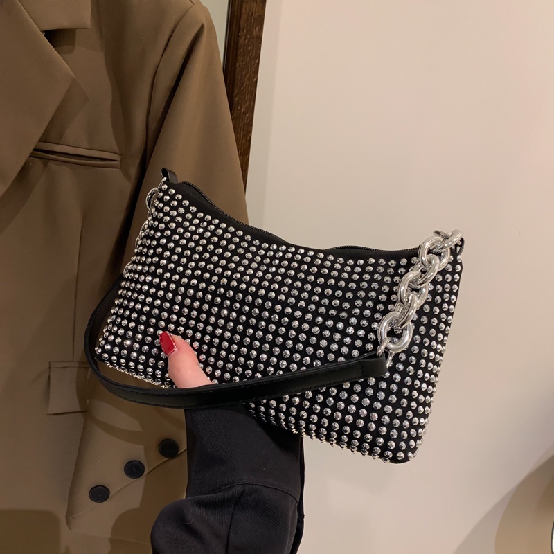 Túi Đeo Vai Hình Vuông Cỡ Nhỏ Đính Đá Lấp Lánh Thời Trang Mùa Xuân 2023 Cho Nữ
