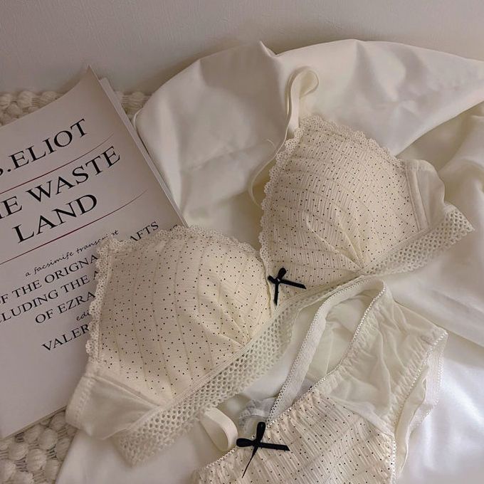 Jiashucheng Áo Ngực Chấm Bi Không Gọng Phong Cách Nhật Bản