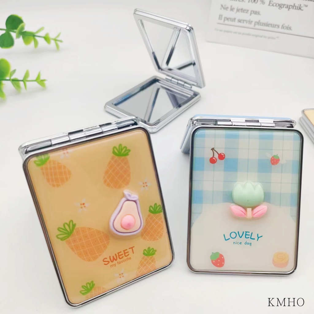 KMHO Gương trang điểm Di động Nhỏ dễ thương Phim hoạt hình Sinh viên Gương HD Gương Trang điểm Nhỏ Cô gái Gương