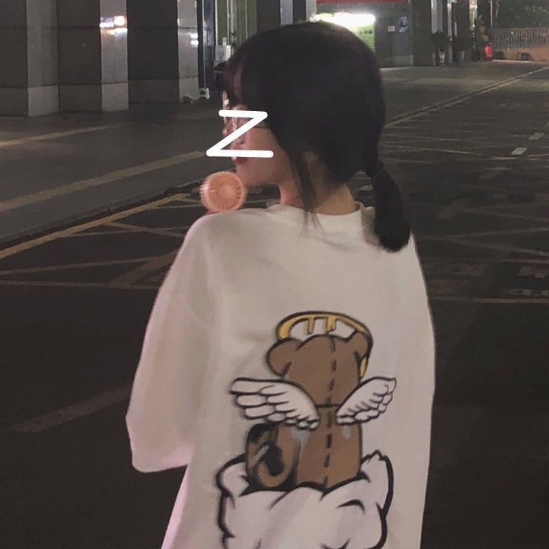 Áo Thun Nữ Tay Ngắn In Hình Gấu Dễ Thương