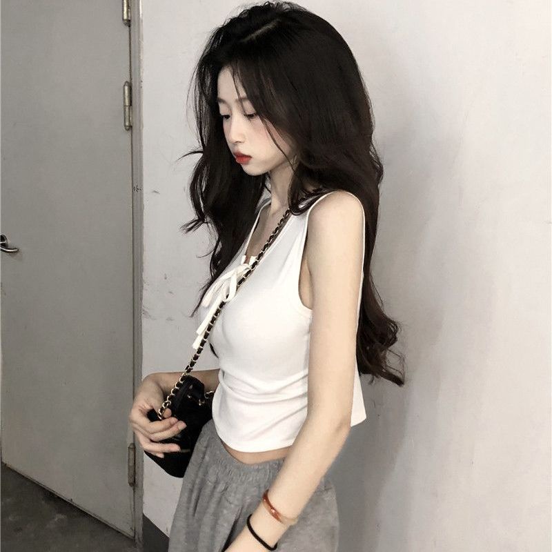 Áo Hai Dây Dáng Ngắn Ôm Sát Thắt Dây Đơn Giản Hợp Thời Trang