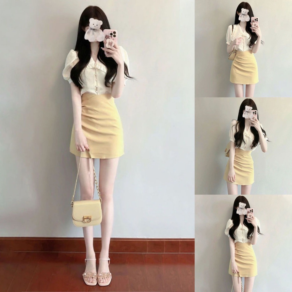 Set Áo Váy Hai Mảnh Phong Cách Đường Phố Mới Cao Cấp Mùa Hè Màu Sáng Yujie