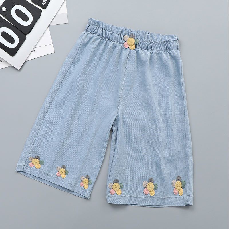 Quần Denim Ống Rộng Thời Trang Mùa Hè Dễ Thương Cho Bé Gái