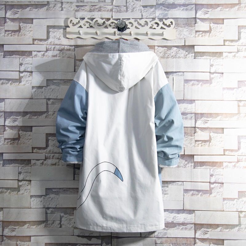 Áo jacket liền mũ cho thanh thiếu niên mẫu mới thương hiệu thời trang Nhật Bản M-3XL áo khoác gió áo dài vừa trào lưu phong cách Hàn Quốc