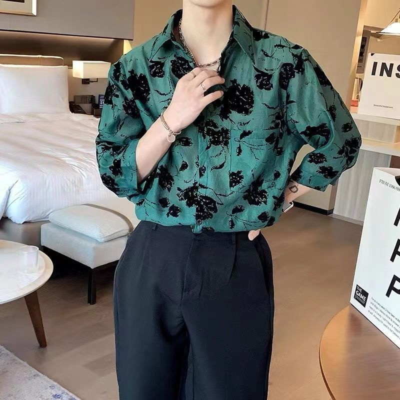 Áo Thun baju kemeja lelaki Lenan pendekMen S Tay Ngắn Phong Cách Hàn Quốc Sang Trọng