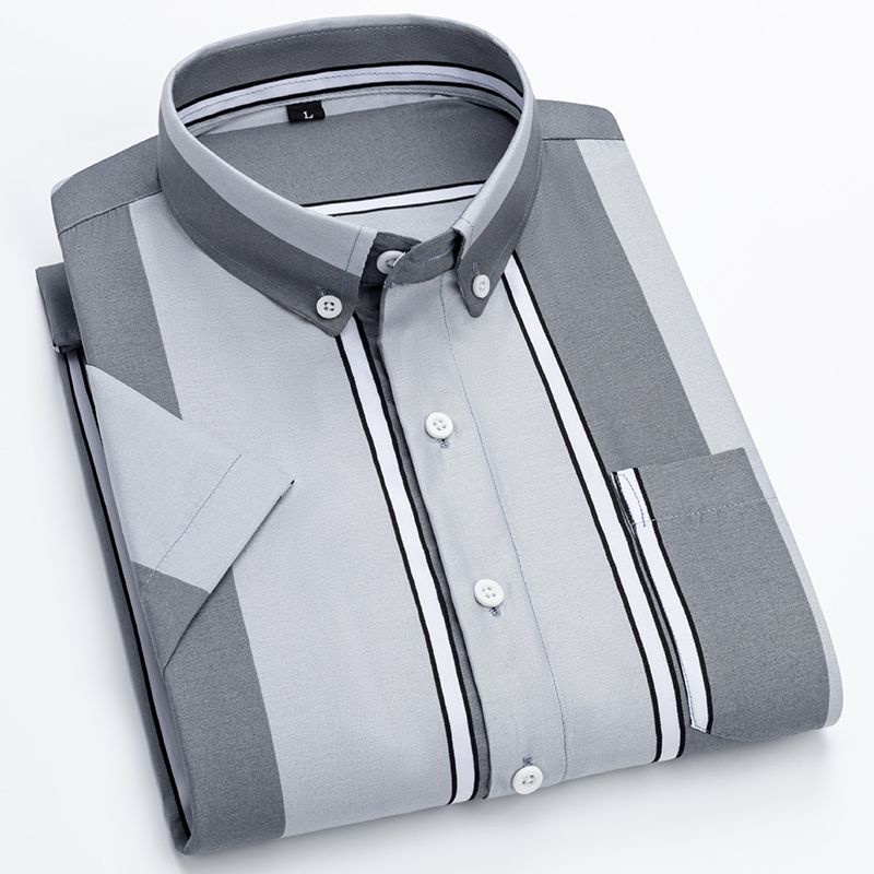Áo Sơ Mi Ngắn Tay Họa Tiết Kẻ Sọc Chống Nhăn Thoáng Khí Dễ Sử Dụng Thời Trang Mùa Hè Mới Cho Nam