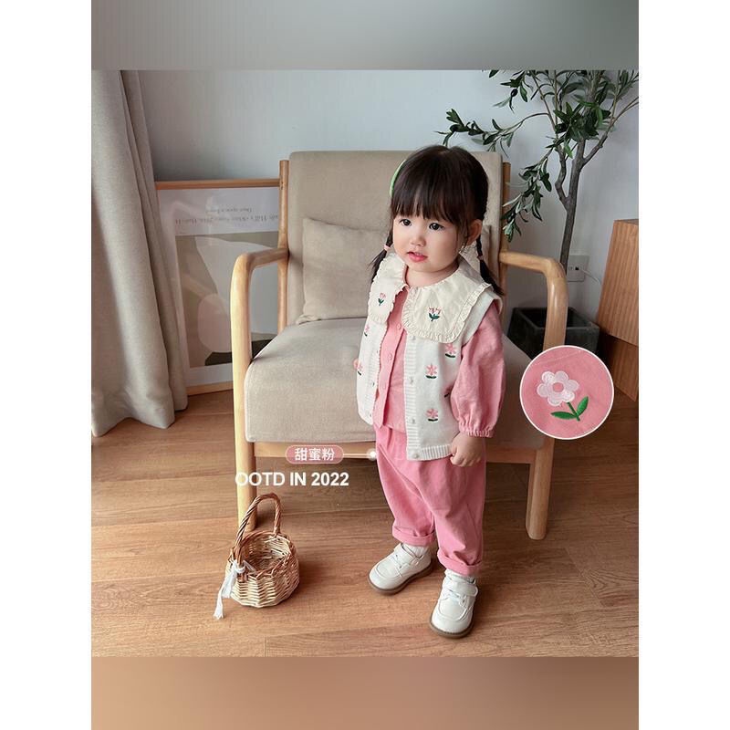 Quần Dài Thêu Họa Tiết Dễ Thương Thời Trang Xuân Thu Cho Bé Gái
