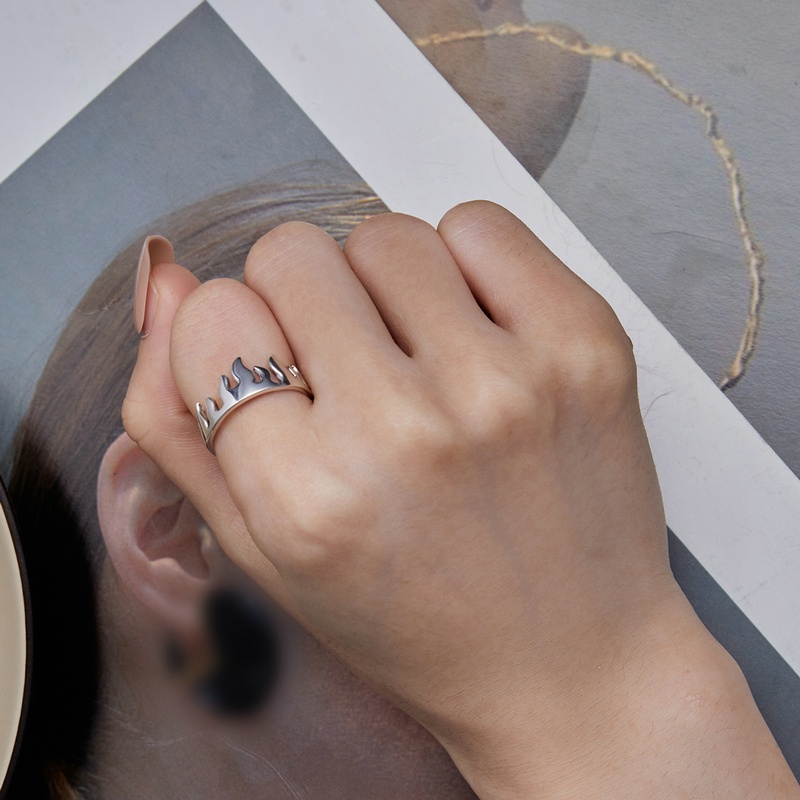 BAMOER Nhẫn Hở Bạc 925 HìNh NgọN Lửa SCR914