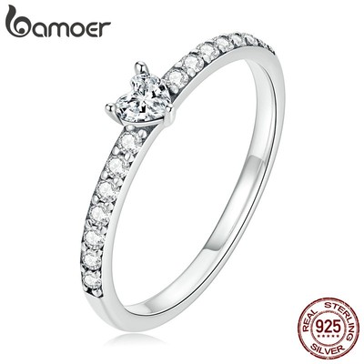 BAMOER Nhẫn bạc 925 ĐíNh Đá Zircon ThờI Trang