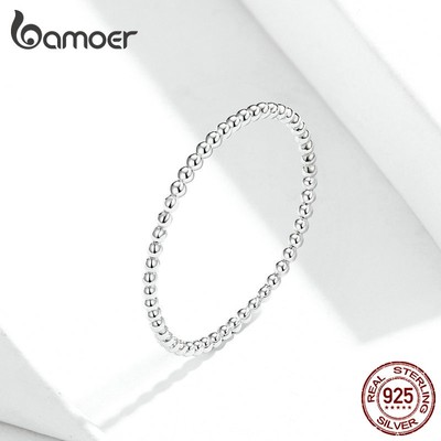 Nhẫn Bamoer bạc 925 kiểu dáng đơn giản thời trang cho phái nữ