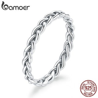 Nhẫn BAMOER BSR161 bạc 925 thiết kế bện thời trang dành cho nữ