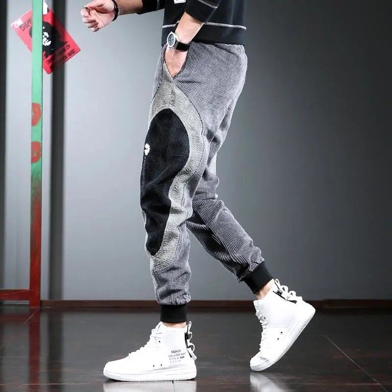 Quần Dài Dáng Rộng Vải Nhung Phong Cách Hồng Kông Cá Tính Cho Nam