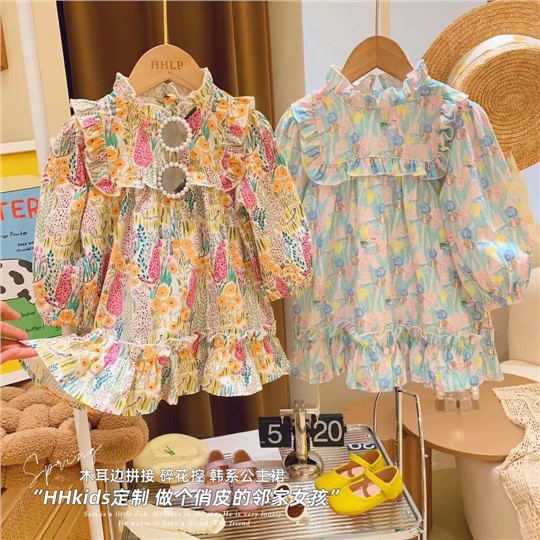 Đầm Công Chúa Bằng Vải Cotton Phong Cách Hàn Quốc Thời Trang Xuân Thu Mới Dành Cho Bé Gái