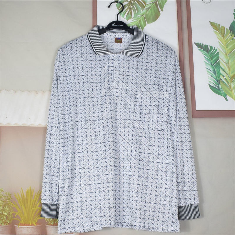 Áo polo Tay Dài Dáng Rộng In Họa Tiết Thời Trang Mùa Xuân Cho Nam Trung Niên