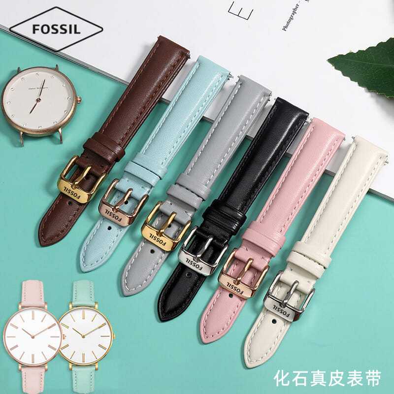 6/12✈Fossil Dây Đồng Hồ Bằng Da Bò Có Khóa Gài Kích Thước 12 14 16mm Thời Trang Cho Nữ
